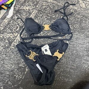 LIKE Celine Black Bikini with Gold Accents